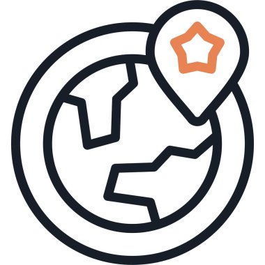 Yıldız Harita Çizgisi Simgesi, Basit Tasarımlı Vektör Resimleri