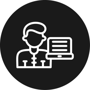 Uzak Laptop Satırı Çemberi BG Simgesi, Basit Tasarımlı Vektör Resimleri