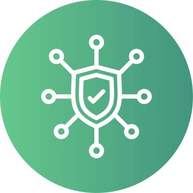 Siber Güvenlik Hattı Gradyan Çemberi Simgesi, Basit Tasarımlı Vektör Resimleri