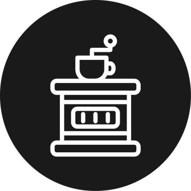 Kahve Öğütücü Hattı Çemberi BG Simgesi, Basit Tasarımlı Vektör İllüstrasyonu