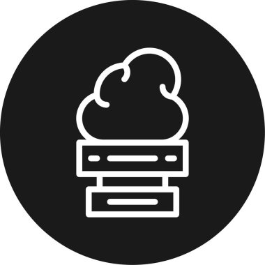 Bulut Depolama Çizgisi Çemberi BG Simgesi, Basit Tasarımlı Vektör Resimleri