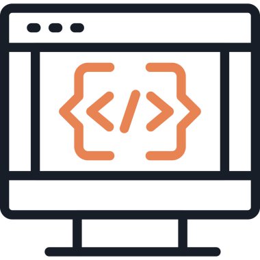 Kod Dizisi Satır Simgesi, Basit Tasarımlı Vektör İllüstrasyonu