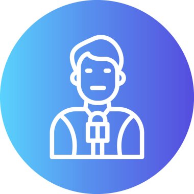 Gazeteci Satırı Gradyan Çemberi Simgesi, Basit Tasarımlı Vektör İllüstrasyonu