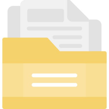 Belge Yönetimi Düz Simgesi, Basit Tasarımlı Vektör İllüstrasyonu