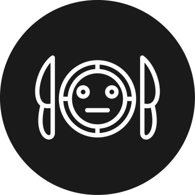 Yemek Zamanı Çemberi BG Simgesi, Basit Tasarımlı Vektör İllüzyonu