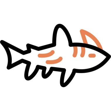 Köpekbalığı Satırı Simgesi, Basit Tasarımlı Vektör Resimleri