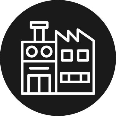 Fabrika Simgesi Satırı Çemberi BG Simgesi, Basit Tasarımlı Vektör Resimleri