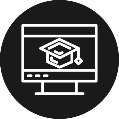 Çevrimiçi Öğrenme Satırı Çemberi BG Simgesi, Basit Tasarımlı Vektör Resimleri