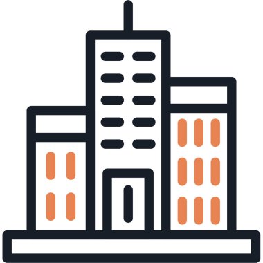 Commercial Building Line Due Icon, Vector Illustration With Simple Design