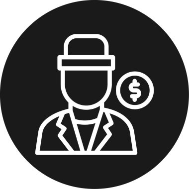 Ticari Satır Çemberi BG Simgesi, Basit Tasarımlı Vektör İllüstrasyonu