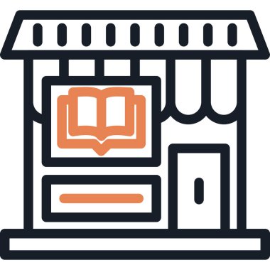 Kitapçı Satırı Simgesi, Basit Tasarımlı Vektör İllüstrasyonu