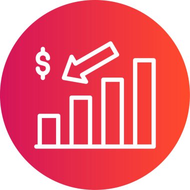 Finansal Kriz Hattı Gradyan Çemberi Simgesi, Basit Tasarımlı Vektör Resimleri