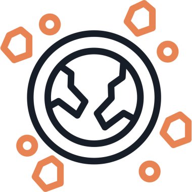 Uzay Döküntüsü Çizgisi Simgesi, Basit Tasarımlı Vektör İllüstrasyonu