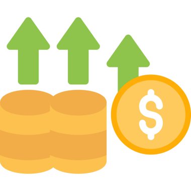 Enflasyon Göstergesi Düz Simge, Basit Tasarımlı Vektör İllüstrasyonu