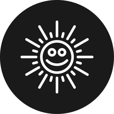 Yaz Gülme Çizgisi Çemberi BG Simgesi, Basit Tasarımlı Vektör Resimleri