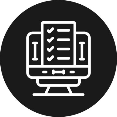 Kontrol Listesi Satır Çemberi BG Simgesi, Basit Tasarımlı Vektör Resimlerini Gözden Geçir