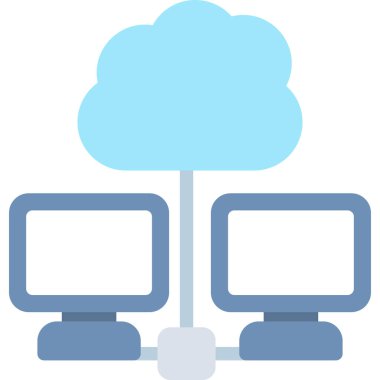 Bulut Sistemi Düz Simgesi, Basit Tasarımlı Vektör Resimleri