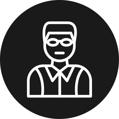 Bilim adamı Çizgisi Çemberi BG Simgesi, Basit Tasarımlı Vektör İllüstrasyonu