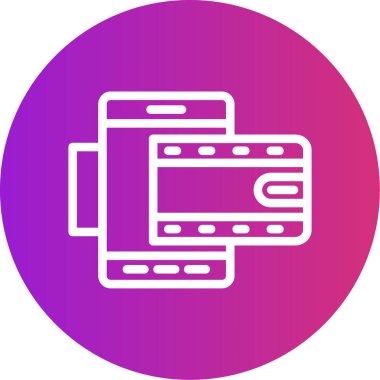 Dijital Cüzdan Çizgisi Gradyan Çemberi Simgesi, Basit Tasarımlı Vektör Resimleri