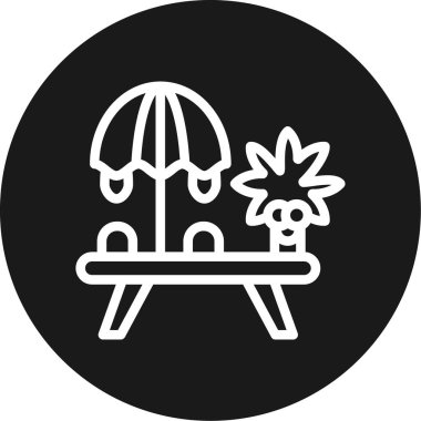 Yaz Tatil Hattı Çemberi BG Simgesi, Basit Tasarımlı Vektör Resimleri