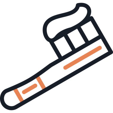 Diş fırçası Satırı Simgesi, Basit Tasarımlı Vektör İllüstrasyonu