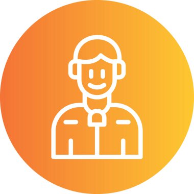 Gazeteci Satırı Gradyan Çemberi Simgesi, Basit Tasarımlı Vektör İllüstrasyonu