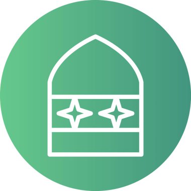 İslami Mimarlık Çizgisi Gradyan Çemberi Simgesi, Basit Tasarımlı Vektör Resimleri