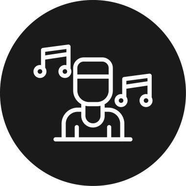 Man Music Line Circle BG Simgesi, Vector Illustration with Simple Design