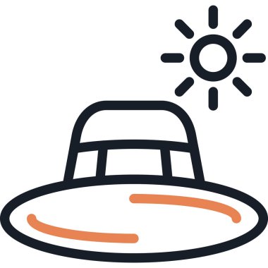 Yaz Şapkası Çizgisi Simgesi, Basit Tasarımlı Vektör Resimleri