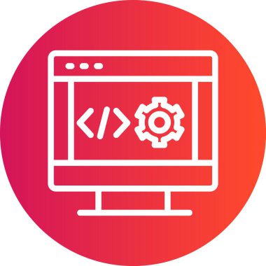 Kodlama Ortamı Çizgisi Gradyan Çemberi Simgesi, Basit Tasarımlı Vektör Resimleri