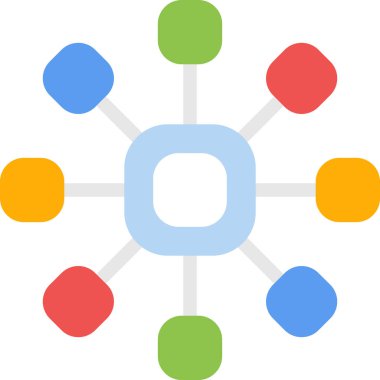 Ağ Mimarisi Düz Simgesi, Basit Tasarımlı Vektör İllüstrasyonu