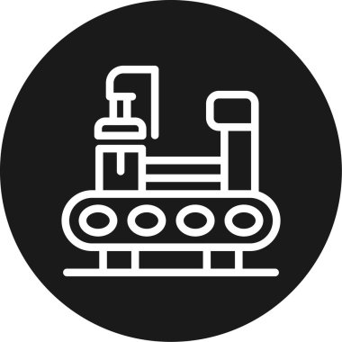 Endüstriyel Makine Hattı BG Simgesi Çemberi, Basit Tasarımlı Vektör Resimleri