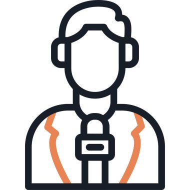 Haber Muhabiri Satırı Simgesi, Basit Tasarımlı Vektör İllüstrasyonu