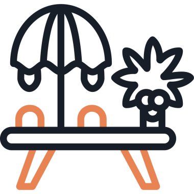 Yaz Tatil Çizgisi Simgesi, Basit Tasarımlı Vektör Resimleri