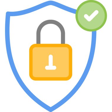 Ağ Güvenliği Düz Simgesi, Basit Tasarımlı Vektör İllüstrasyonu