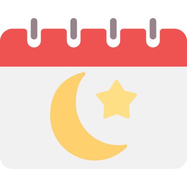 İslami Takvim Düz Simgesi, Basit Tasarımlı Vektör Resimleri