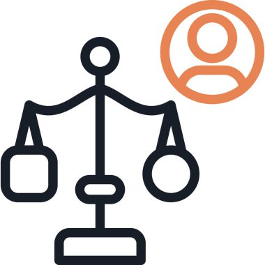 İnsan Hakları Çizgisi Simgesi, Basit Tasarımlı Vektör İllüstrasyonu