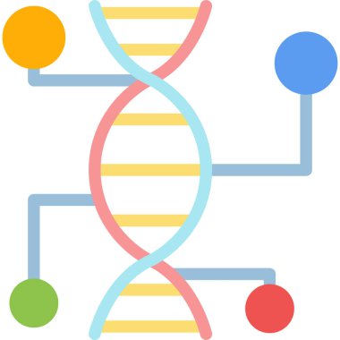 Genetik Test Düz Simgesi, Basit Tasarımlı Vektör İllüzyonu