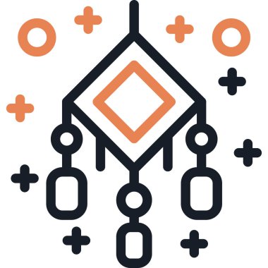 Çin Düğüm Çizgisi Simgesi, Basit Tasarımlı Vektör İllüstrasyonu