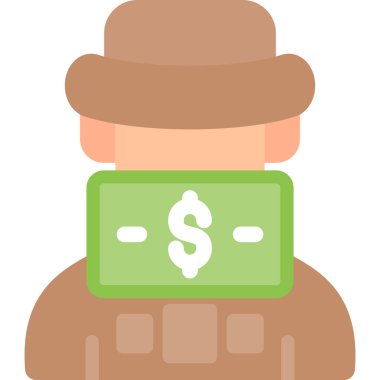 Yozlaşmış Siyasetçi Düz Simge, Basit Tasarımlı Vektör İllüzyonu