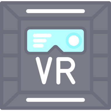 VR İçerik Düz Simgesi, Basit Tasarımlı Vektör Resimleri