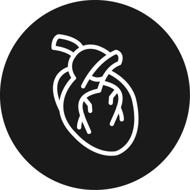 Kalp Anatomisi Çemberi BG Simgesi, Basit Tasarımlı Vektör İllüstrasyonu