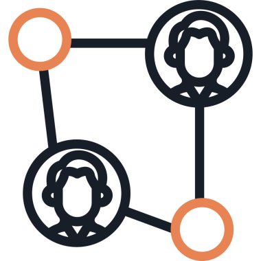 Arkadaşlık Ağı Çizgisi Simge Ögesi, Basit Tasarımlı Vektör İllüstrasyonu