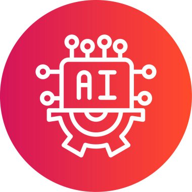 Yapay zeka araçları Satır Gradyan Çemberi Simgesi, Basit Tasarımlı Vektör İllüstrasyonu