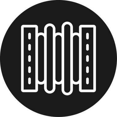 Akordiyon Çizgisi Çemberi BG Simgesi, Basit Tasarımlı Vektör Resimleri