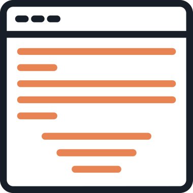 Kod Kütüphanesi Satırı Simge Ögesi, Basit Tasarımlı Vektör İllüstrasyonu