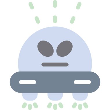 UFO Tanık Düz Simgesi, Basit Tasarımlı Vektör Resimleri