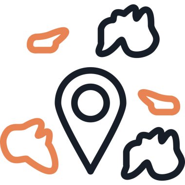 Konum Pin Satırı Bitiş Simgesi, Basit Tasarımlı Vektör Resimleri