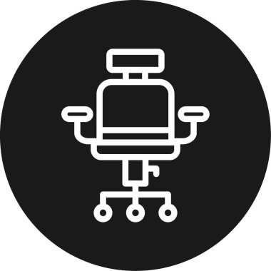 Ofis Sandalyesi Çizgisi Çemberi BG Simgesi, Basit Tasarımlı Vektör Resimleri