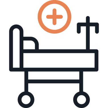 Hastane Yatak Hattı Simgesi, Basit Tasarımlı Vektör Resimleri